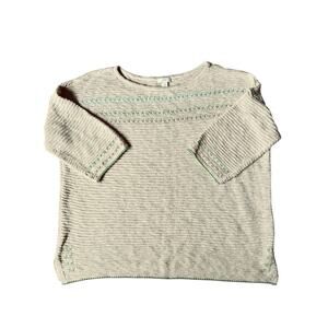 J.Jill Women’s Light & Airy Textured Boatneck Beige 3/4 Sleeves Sweater Sz. MP